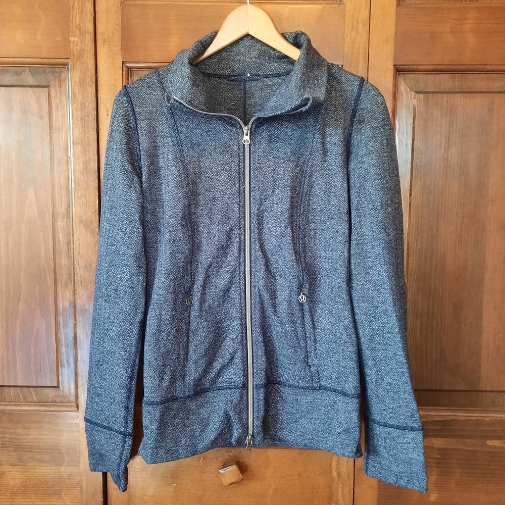 Lululemon Daily Yoga Jacket Herringbone Black Swan Zipper Jacket W4A48S Size 6 - Picture 4 of 15
